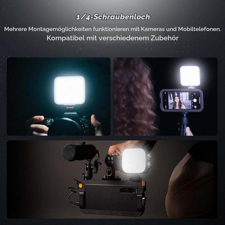 Photoolex Tofu RGB Taschen Mini LED Videoleuchte mit kompakter | CRI96+, Farbtemp 2500K–9900K, 2000m