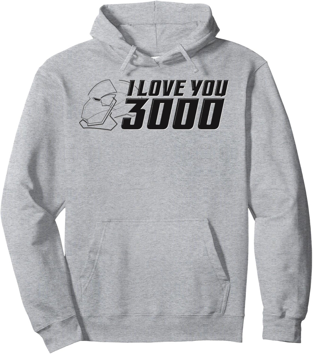 Marvel Avengers Endgame I Love You 3000 Iron Man Outline Pullover Hoodie