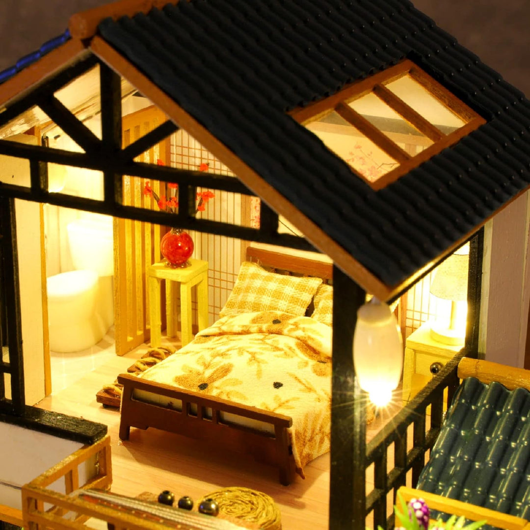 Cuteefun DIY Miniatur Puppenhaus Kit zum BAU Miniatur Haus mit Musik Möbeln und Werkzeugen Selber Ba