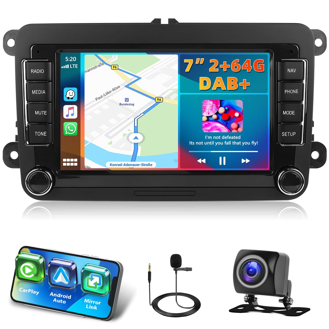 DAB+ Autoradio für VW Golf 5 6 7 t5 t6 Polo 6r Touran Tiguan 5n 7n 9n, 2GB+64GB CarPlay Car Stereo C