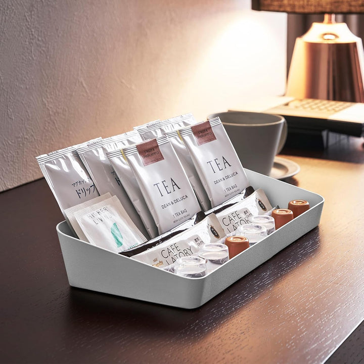 Yamazaki 4227 Tower Aufbewahrungsbehälter L breit, weiss, Stahl, Minimalistisches Design L Weiss, L
