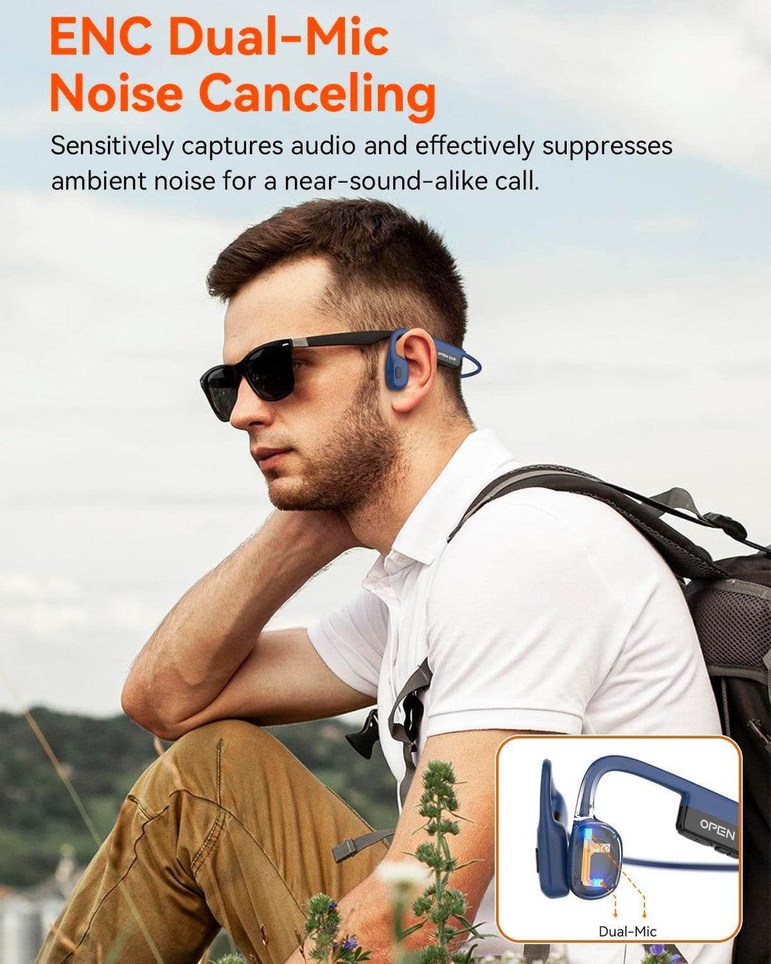 SANOTO Knochenschall Kopfhörer, Open Ear Kopfhörer Bluetooth 5.3, 8 Stunden Akkulaufzeit, Bone Condu