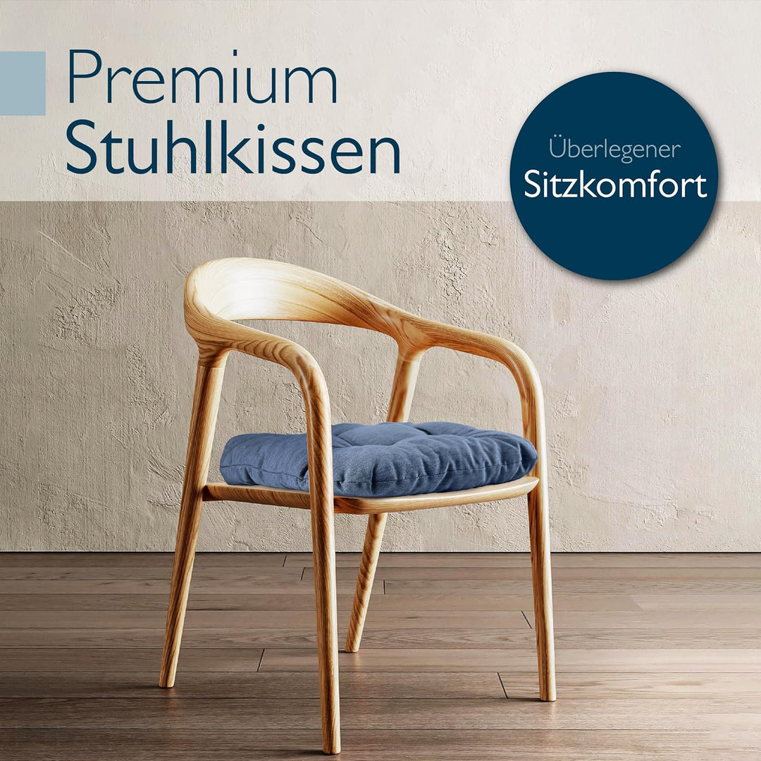 Beautissu 2er Set Premium Stuhlkissen 40x40 cm Dunkelbau – UV-beständig &amp; Robust Sitzkissen Outdoor