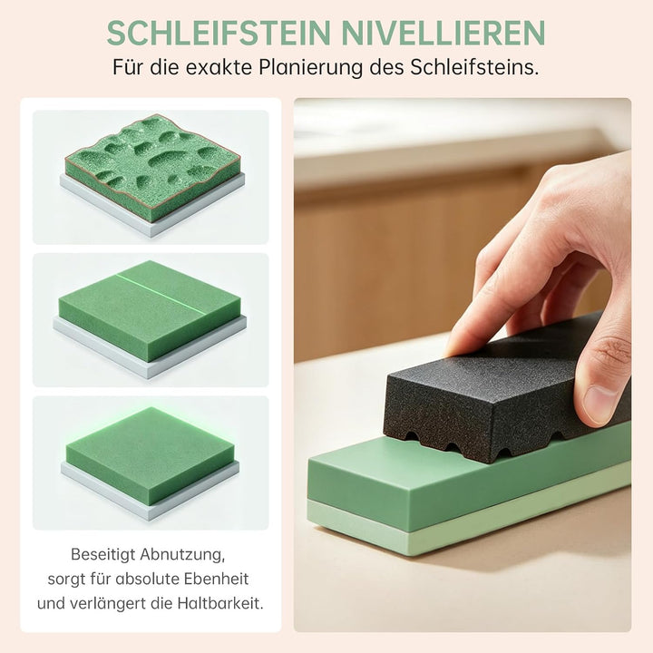 Schleifstein Set für Messer，whetstone mit 4 Körnung（400/1000 3000/8000）zum Schärfen von Messern，shar