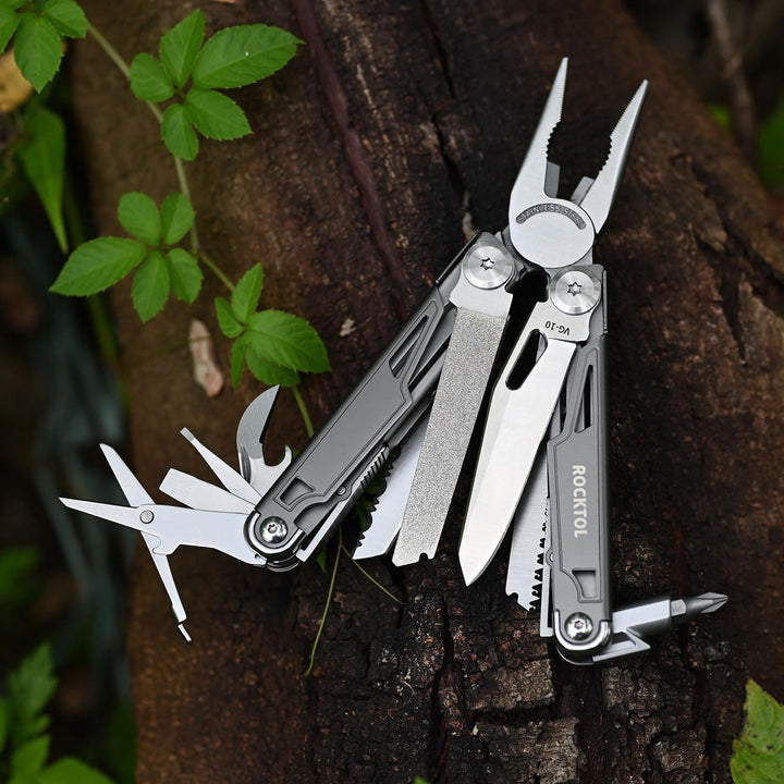 ROCKTOL Multifunktionszange,19-in-1-Multitool-Zange mit titanbeschichtetem Griff, Sicherheitsverrieg