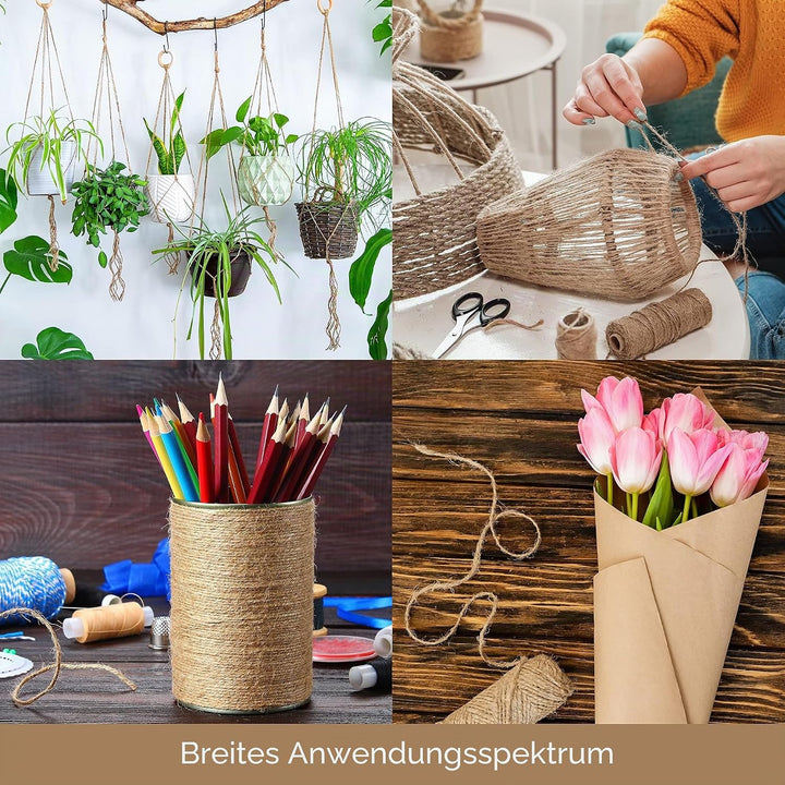 D.RECT 250m Jute-Schnur Natur Braun Jute-Kordel | Packschnur Geschenk-Band Bastelschnur Dekokordel |