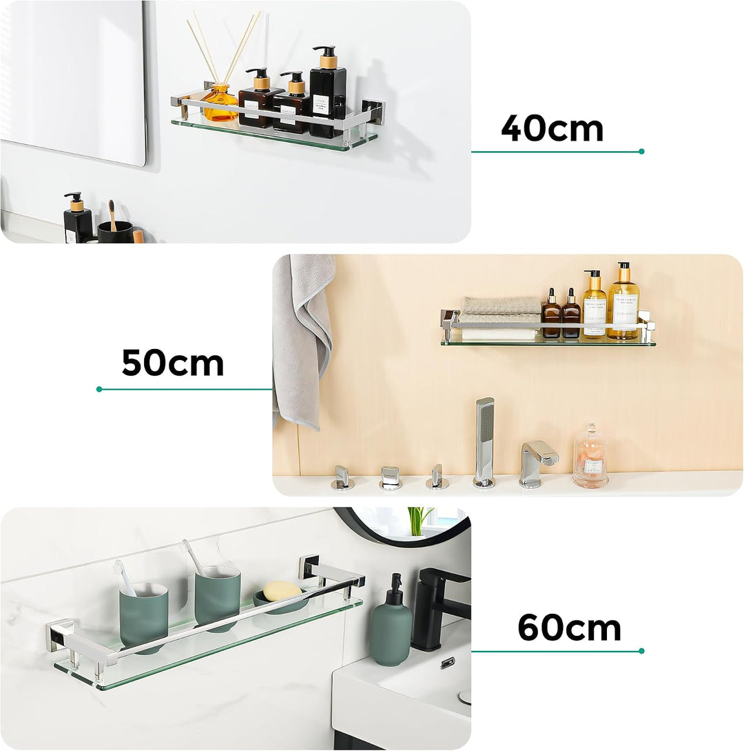 SAYAYO Duschablage Edelstahl, Duschregal Chrom Glasregal Badezimmer Regal Duschkorb Shampoo Halterun
