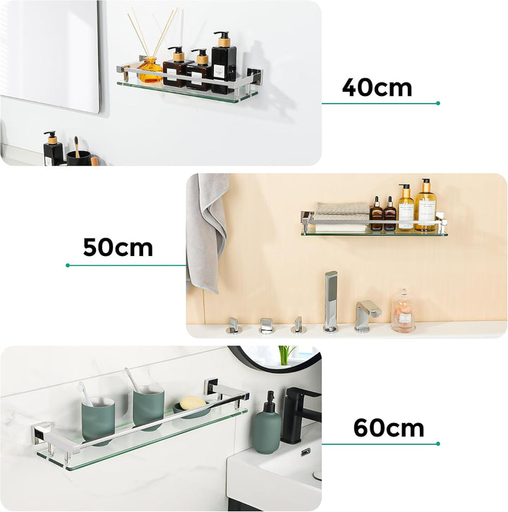 SAYAYO Duschablage Edelstahl, Duschregal Chrom Glasregal Badezimmer Regal Duschkorb Shampoo Halterun
