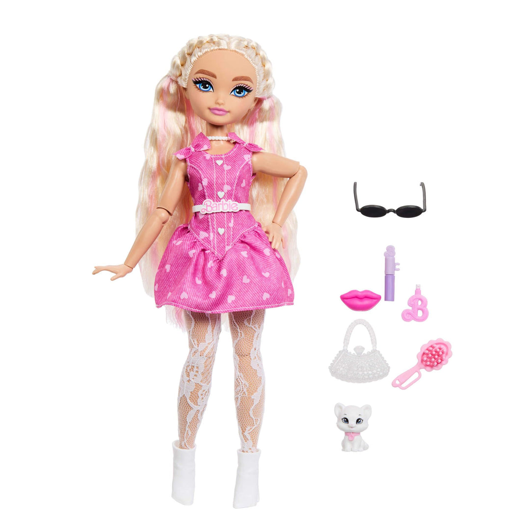 Barbie Dream Besties Malibu Modepuppe und Accessoires, beweglich mit blonden Haaren und Spielteilen