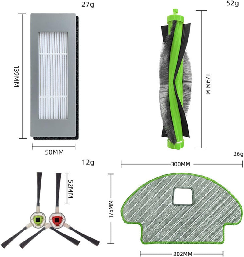 HUAYUWA Ersatz-Reinigungszubehör-Set passend für IRobot Staubsauger Roomba Combo 113 R113840 Roboter