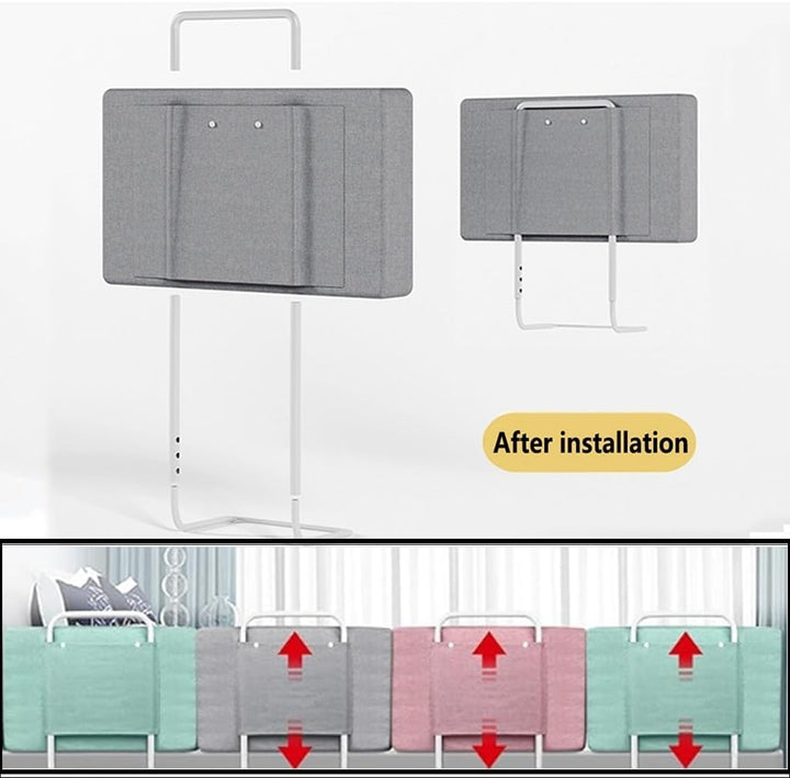 Bettgitter, 60cm Grau Rausfallschutz Bettgitter, 40-60cm Verstellbares Stahlrohr Bettschutzgitter, P