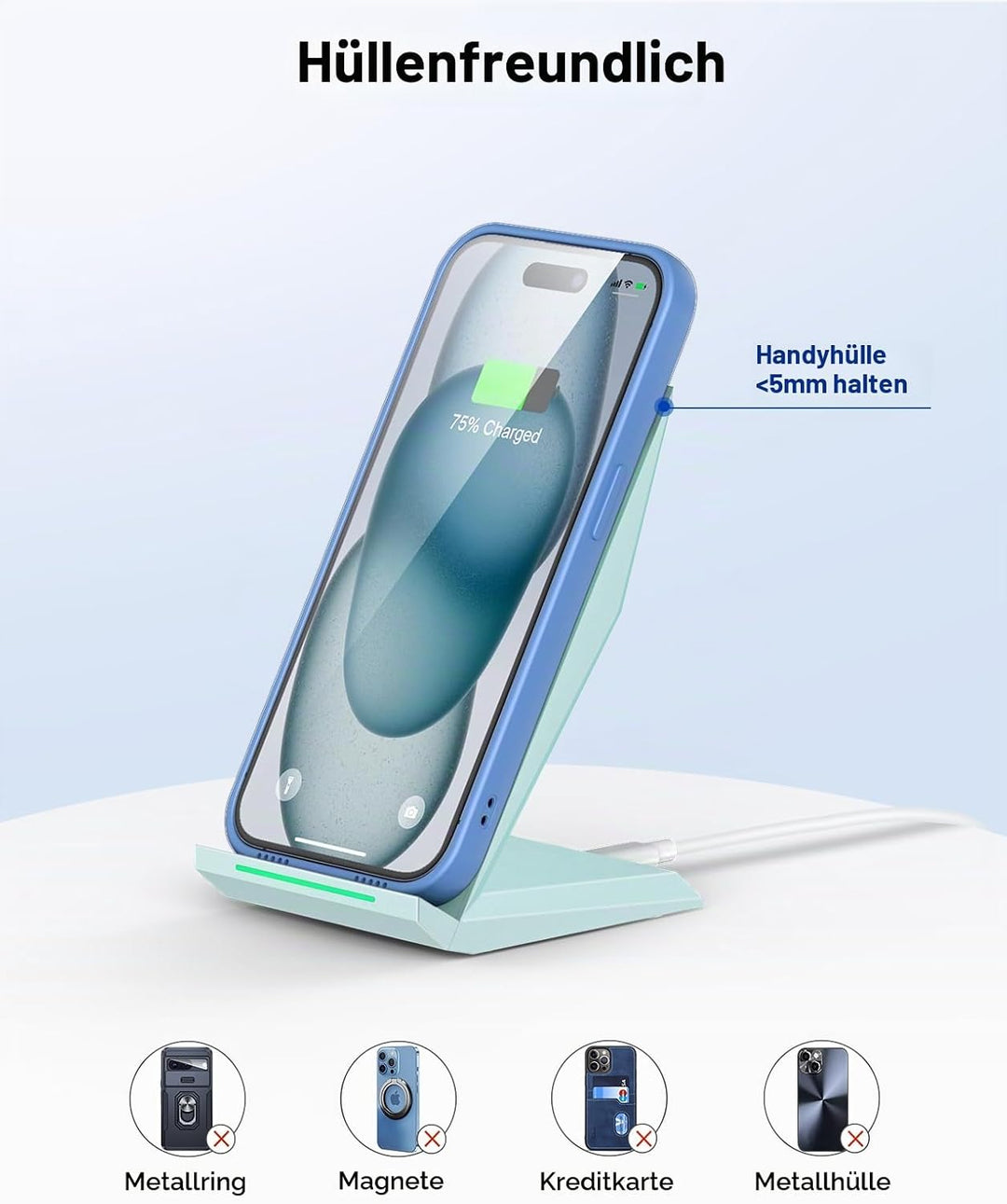 Fast Wireless Charger,NANAMI Qi kabelloses Ladegerät (mit USB C ladegerät 20W PD Adapter) für Apple