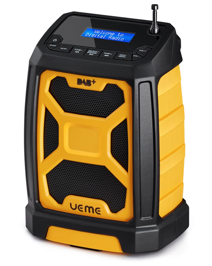 Baustellenradio Mit Akku Aufladbar (6000mAh), Tragbares DAB+/FM Radio, Bluetooth Lautsprecher & Dual
