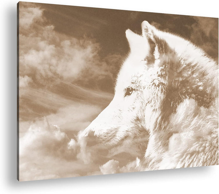 deyoli himmlicher stolzer Wolf Format: 80x60 Effekt: Sepia als Leinwandbild, Motiv fertig gerahmt au