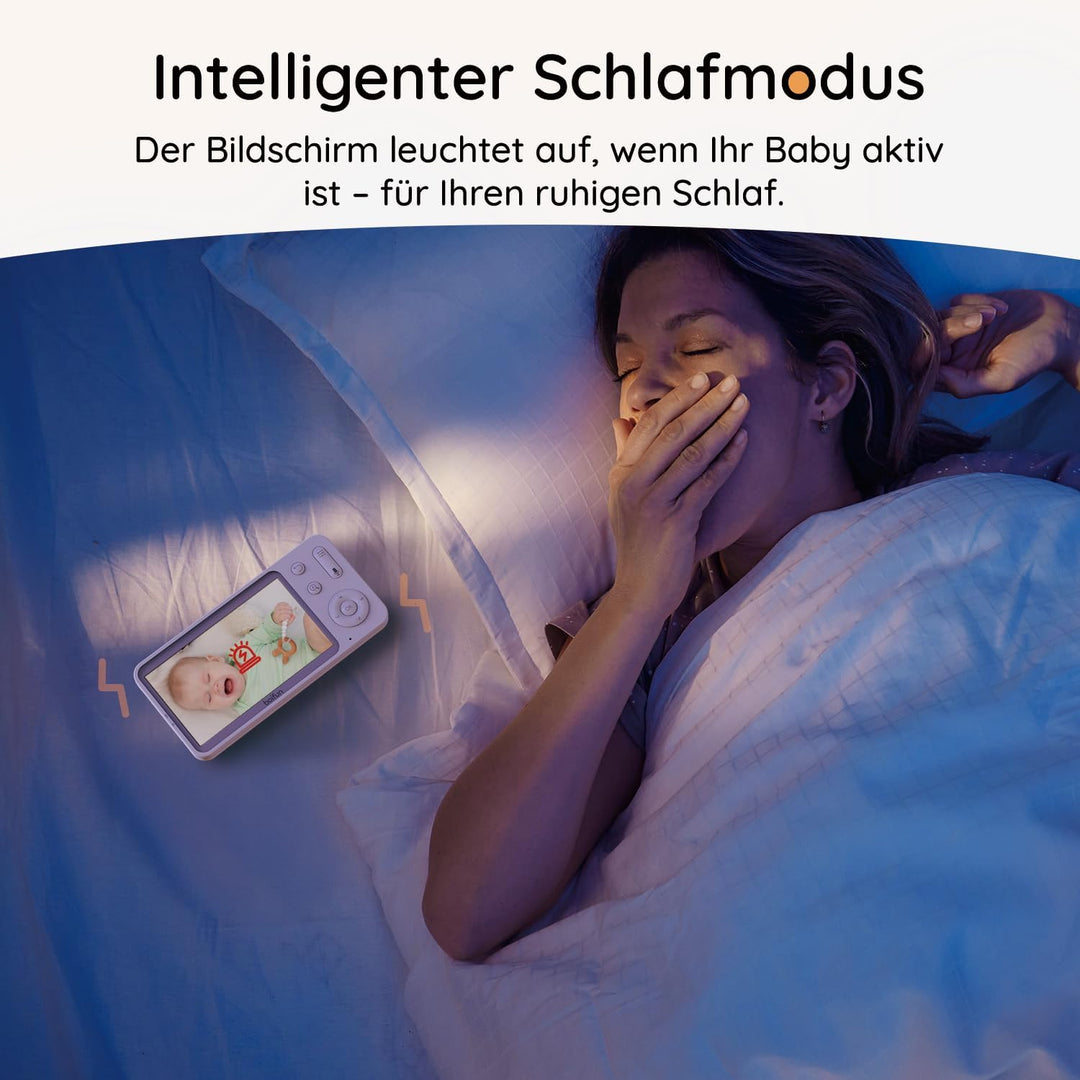 Boifun Babyphone mit Kamera und App, 5" 2K Bildschirm Babyfon, Weinen/Bewegungs/Geräuscherkennung,PT