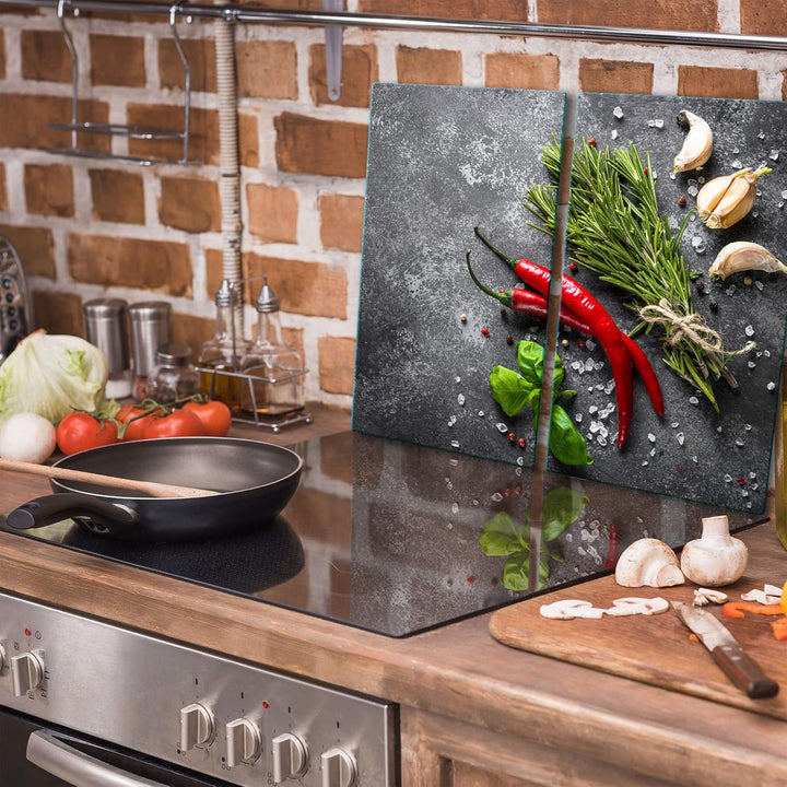 TMK ArtDeko Herdabdeckplatte 2 Teilig 30x52 cm - Spritzschutz Herdabdeckung – Herdschutz aus Sicherh