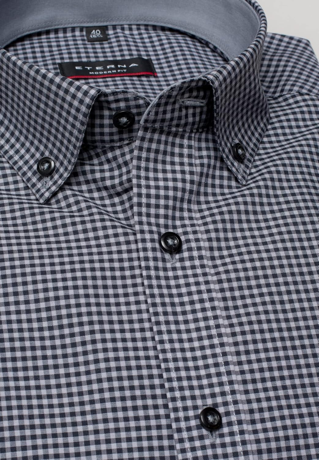 ETERNA Langarm Hemd Karo Popeline mit Tasche, Modern Fit 41 Gelb, 41 Gelb