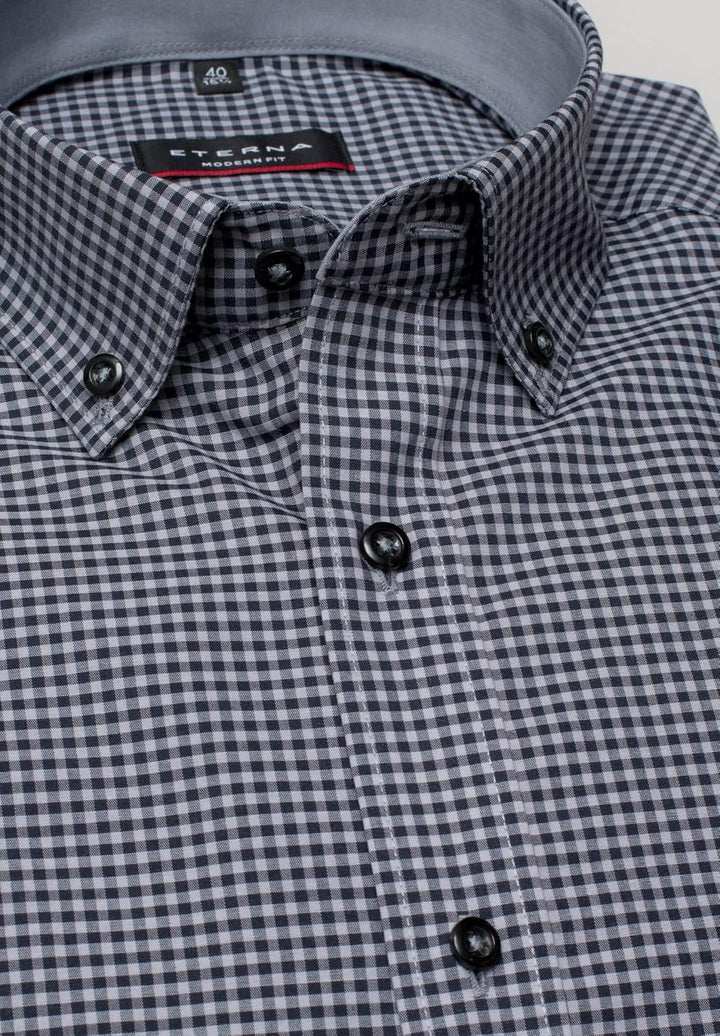 ETERNA Langarm Hemd Karo Popeline mit Tasche, Modern Fit 41 Gelb, 41 Gelb