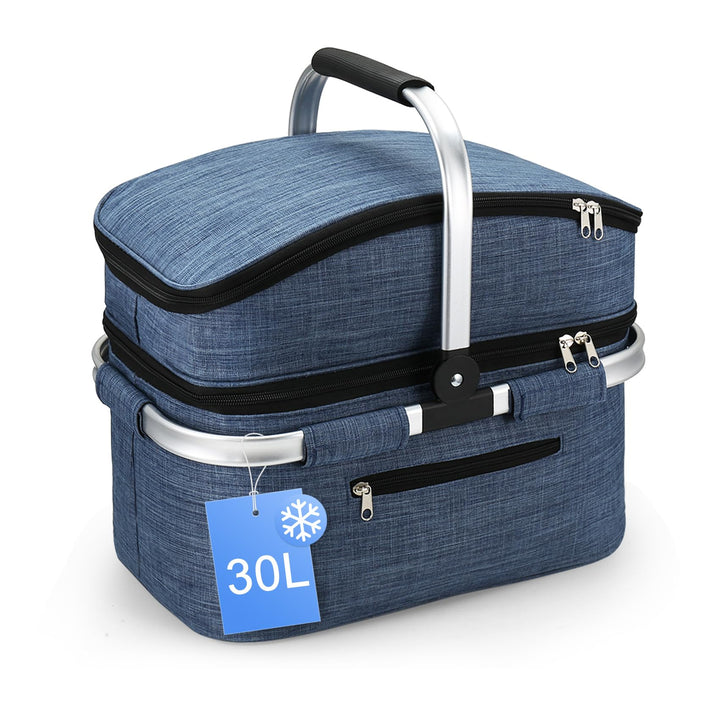 Nagoyuki 30L Einkaufskorb, Kühltasche, Faltbarer Kühlkorb, Doppellagige Einkaufstasche, Praktischer
