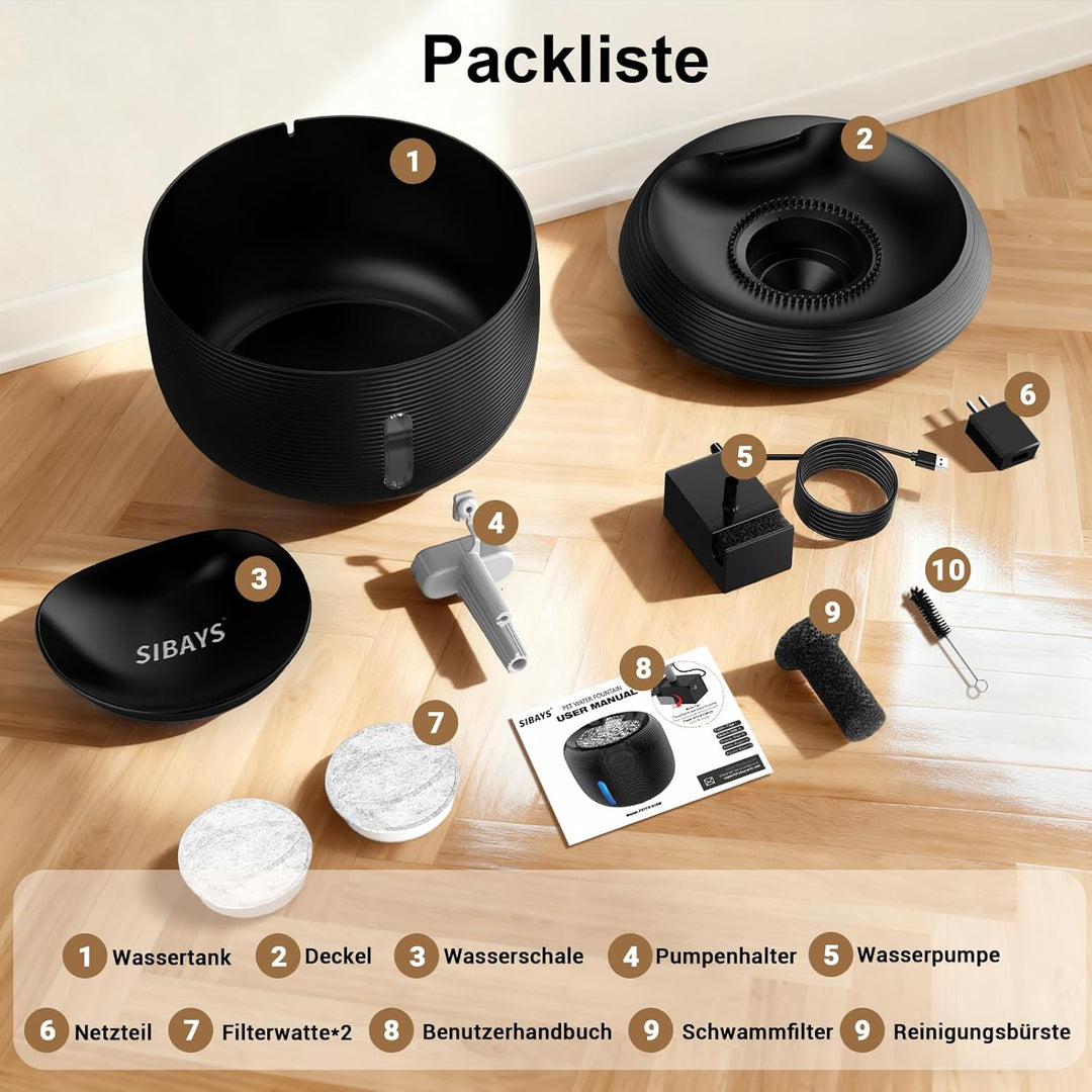 SIBAYS Trinkbrunnen für Katze - 3.5L Katzenbrunnen mit 25dB Ultraleise Pumpe & LED-Fenster - Trinkbr