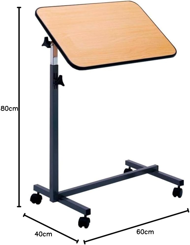 Betttisch NOVA, Beistelltisch Pflegetisch höhenverstellbar neigbar Rollen braun, Braun