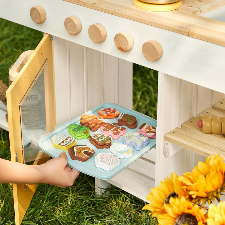 Giant bean Matschküche Kinder Outdoor 3-8, Deluxe Holz Spielzeugspiel Küchenset Outdoor Gartenküche