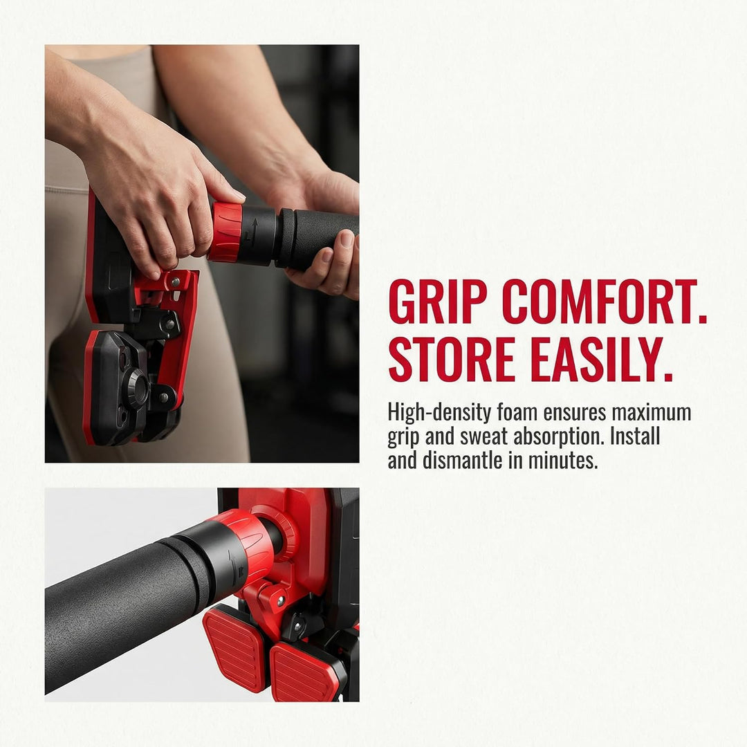 No-Drill Heavy-Duty Pull-Up Bar, Adjustable 96–145 cm for Hallways, Comes with 2 Pull Rings, Home Up