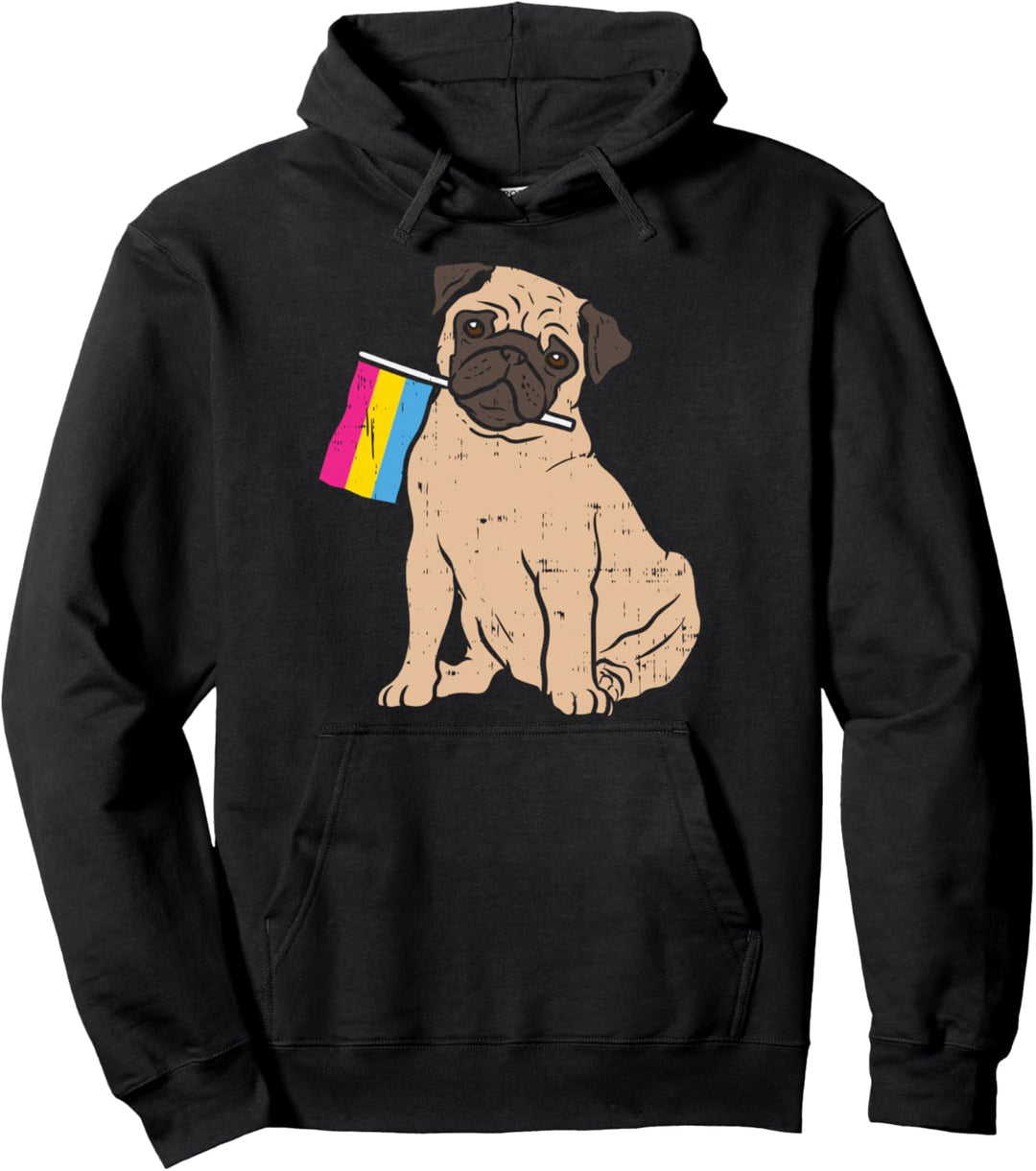 Dog Pug Pansexual Pride Flag Pan LGBT Animal Pet Lover Gift Pullover Hoodie