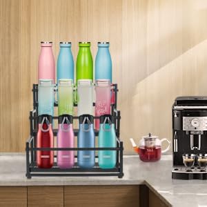 Alyoen Weinregal, 3-stöckiges modernes schwarzes Weine Flaschenregal für Sirup, Weine, Gewürze, Flas
