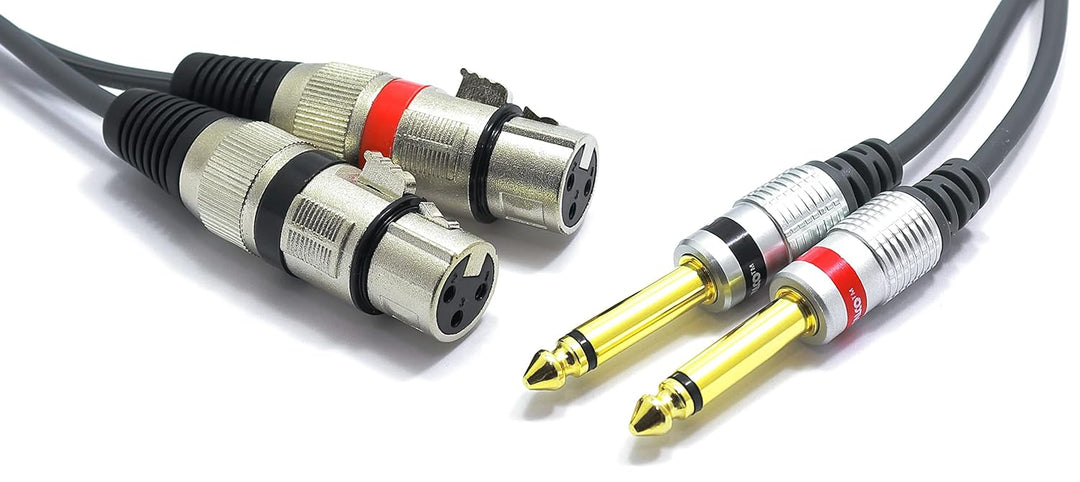 2x XLR Busche auf 2x 6.3mm TS Klinke Kabel 1.5m Mikrofonkabel 3 Polig Weiblich auf Mono Klinkensteck