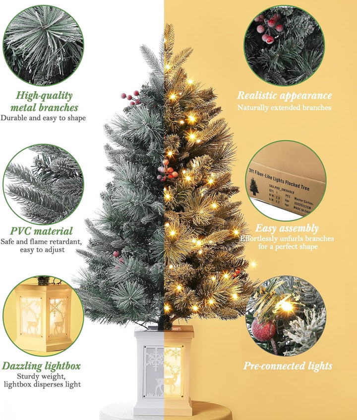 90cm Weihnachtsbaum künstlich mit 78 Beleuchtung- 3ft Weihnachtsbaum Künstlich Batteriebetrieben mit
