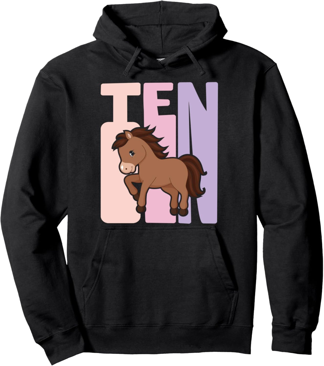 10. Geburtstag Mädchen süsses Pony Reiter 10 Jahre alt Pullover Hoodie