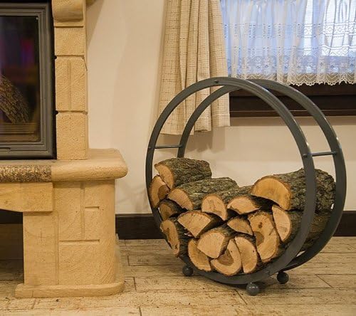 DanDiBo Kaminholzregal Kaminholzständer Rund D-70 cm Grau 80004 Holzkorb Kaminholzhalterr