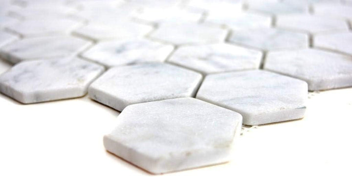 Mosaik Fliese Marmor Naturstein Hexagon Marmor weiss Carrara für WAND BAD DUSCHE KÜCHE FLIESENSPIEGE