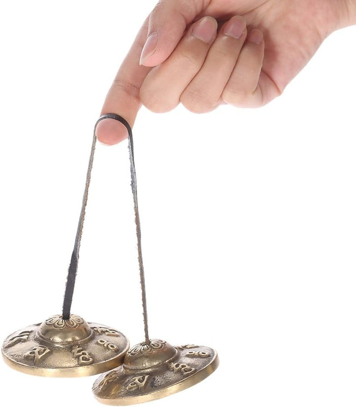 Zimbel Tibetische Meditations Tingsha Zimbeln mit Buddhistischen Glückssymbolen, Chinesische Deko, M