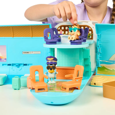 BlueY 3-in-1 Flugzeug-Spielset zum Ausklappen; Verwandlung von Flugzeug in Hotelresort & Boot! 70 cm