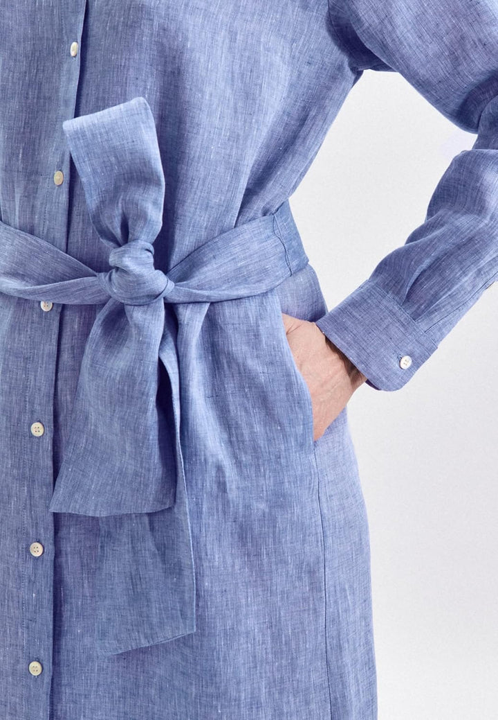 Seidensticker Damen Kleid - Midi Kleid - Blusenkleid - Hemdblusenkragen - Langarm - 100% Viskose 42