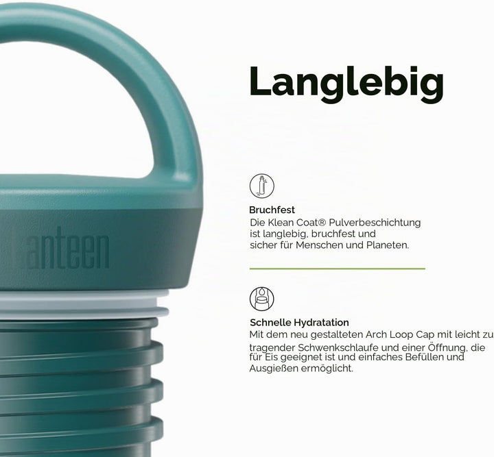 Klean Kanteen Rise klassische Isolierflasche aus Edelstahl, mit Bogenschlaufenverschluss, in der Far