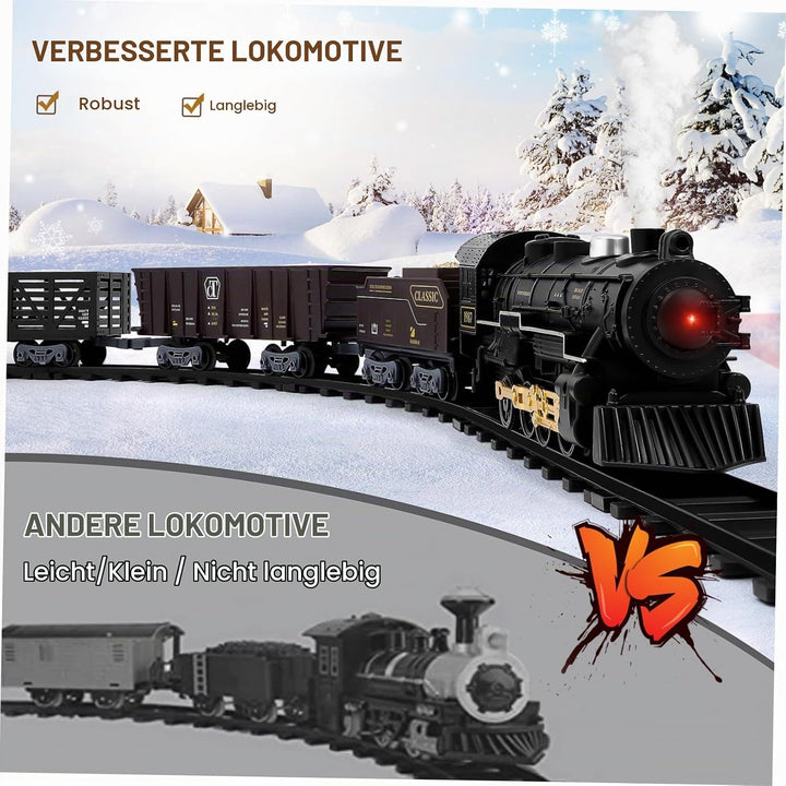 Toyvian Elektrisches Zugset für Kinder,batteriebetriebenes Zugset,elektrische Spielzeugeisenbahn mit