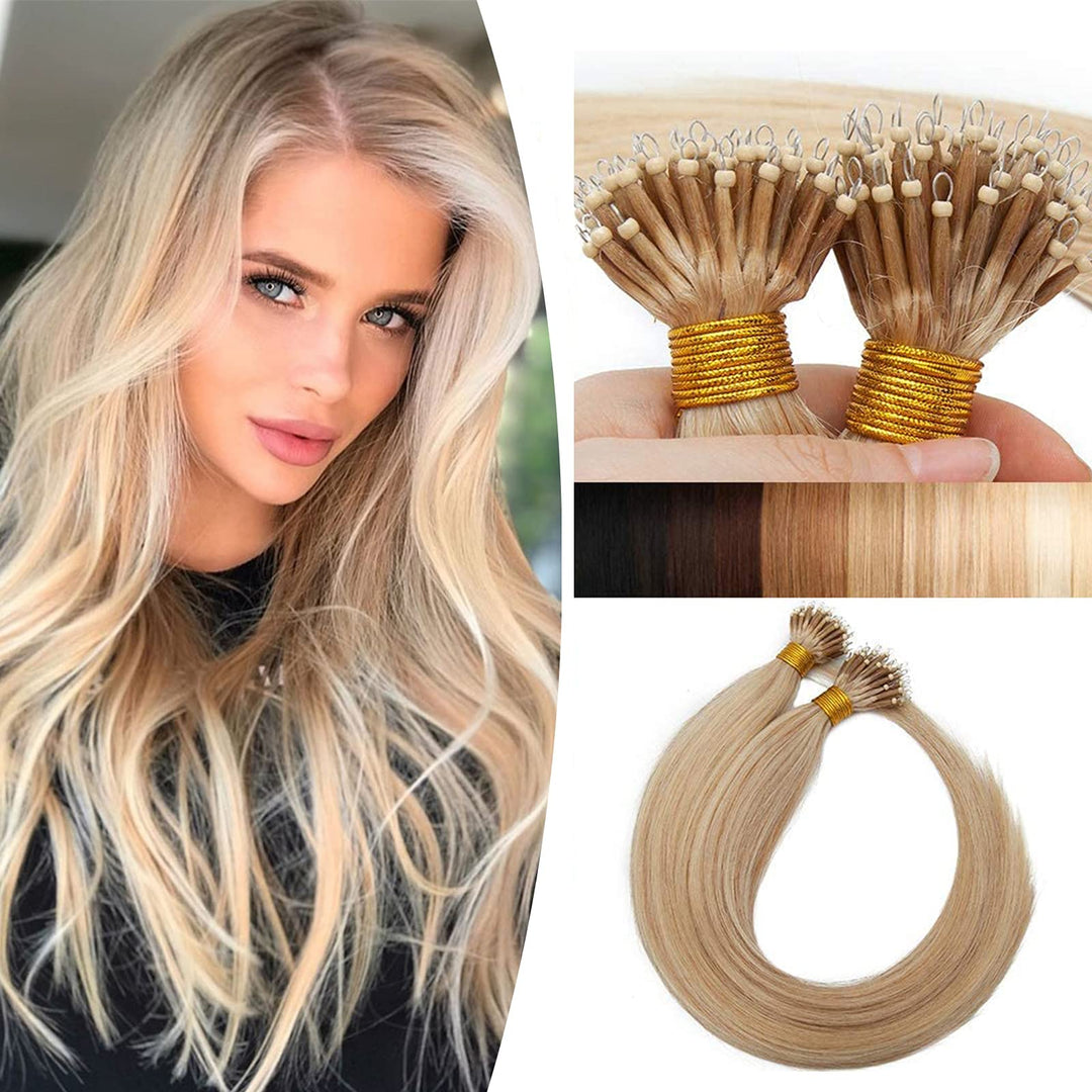 SEGO Nanoring Extension Echthaar 1g Loop Haarverlängerung Haarteile 50 Strähnen 7A 100% Remy Human H