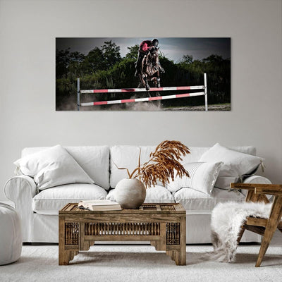 Wandbilder Dekoration Wohnzimmer Pferd Sport Hindernisse Himmel Panorama Bilder auf Leinwand 120x50c