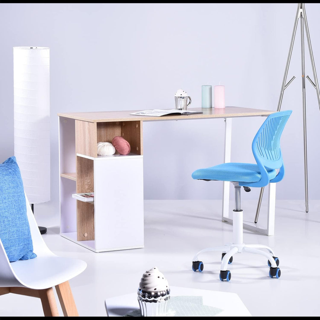 Homy Casa 2er Set Blaue Schreibtischstühle Verstellbarer Drehstuhl Bürostuhl Stoffsitz Ergonomischer
