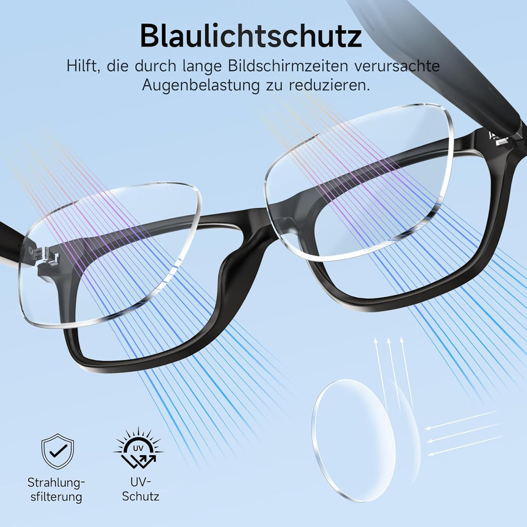 Smart Glasses Kopfhörer, Schutzbrille mit Bluetooth-Lautsprecher, UV-Schutz & Blaulichtfilter, Sprac
