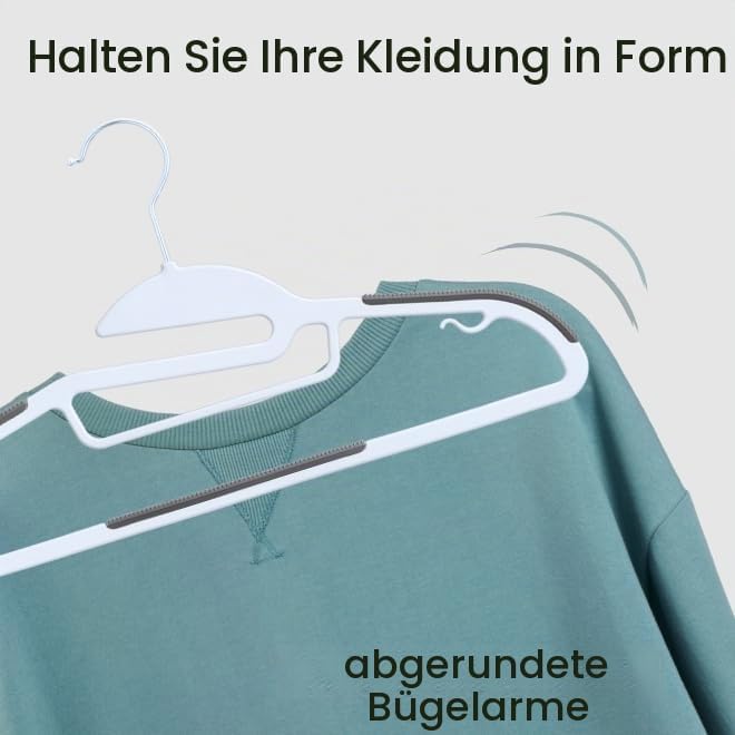 OGIVO Kunststoff Kleiderbügel – 20 er Set - rutschfest Bügel für Ihren Garderobe - kleine Stange für