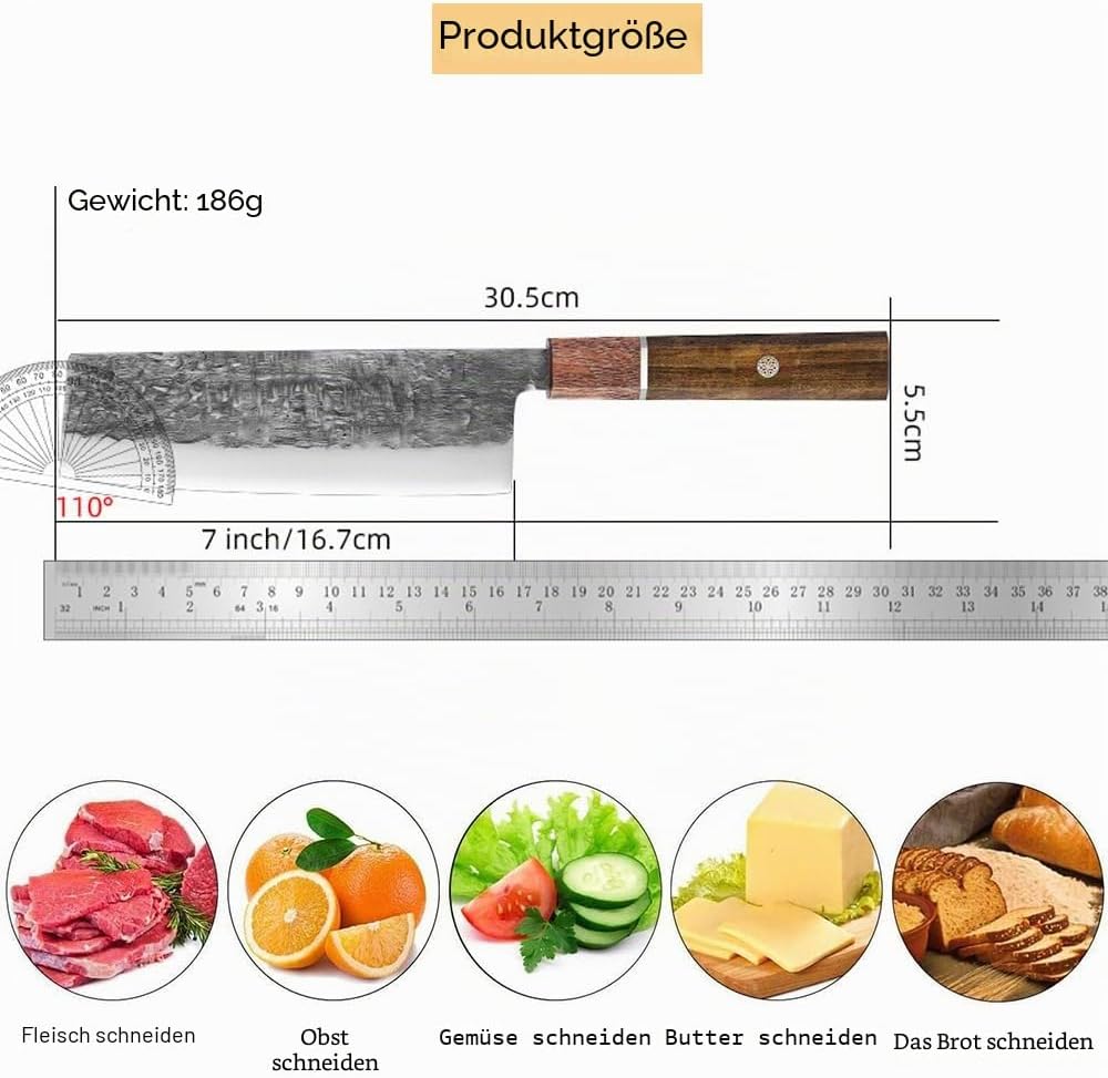 Professionelles japanisches Kochmesser, Küche High Carbon Ultra Sharp Chefs Messer mit ergonomischem