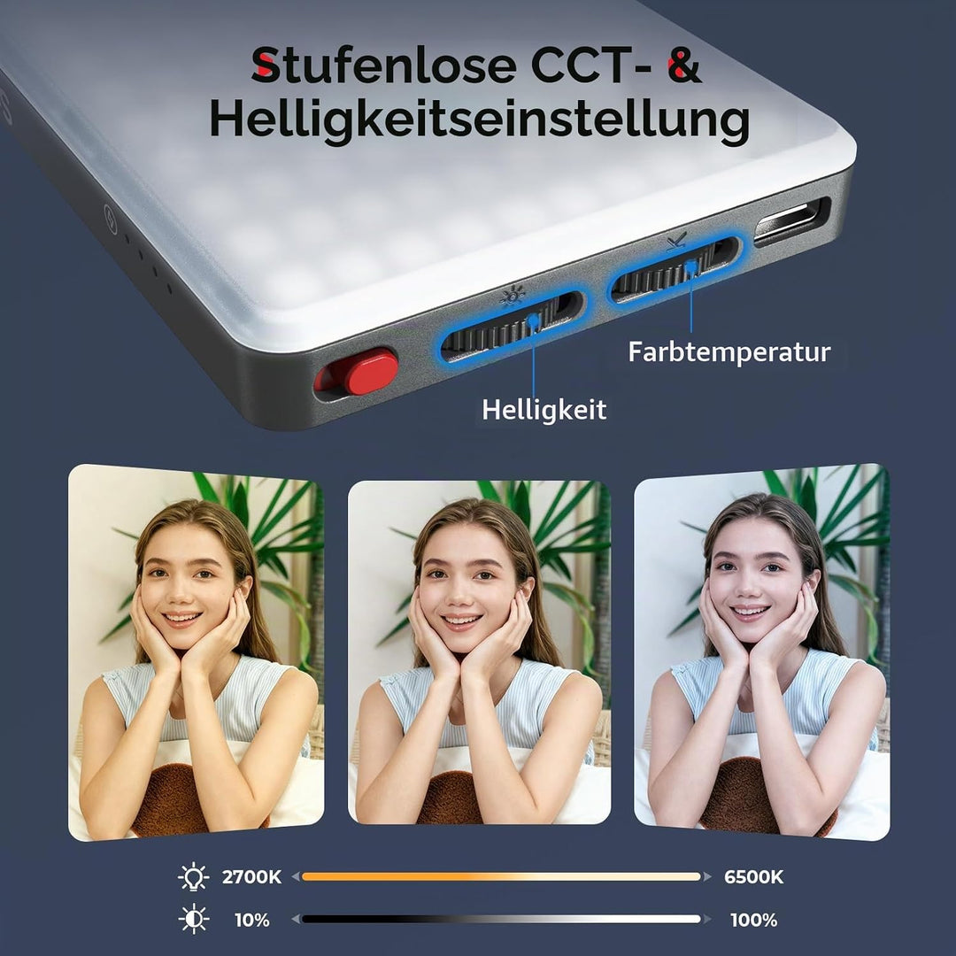 SMALLRIG M3 Magnetisches Selfie-Telefon-LED-Videolicht mit Clip, 120 LEDs 2000mAh Wiederaufladbar, 2