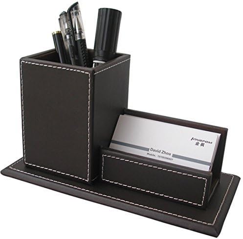 KINGFOM 4pcs Leder büro Schreibtisch Set - Inklusive Schreibtisch Organisator, Kosmetiktücherbox, St