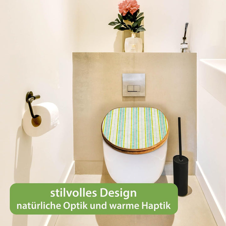 banjado Design WC Sitz Bambus Absenkautomatik 45,8x37,5cm - Toilettendeckel mit Absenkautomatik Holz