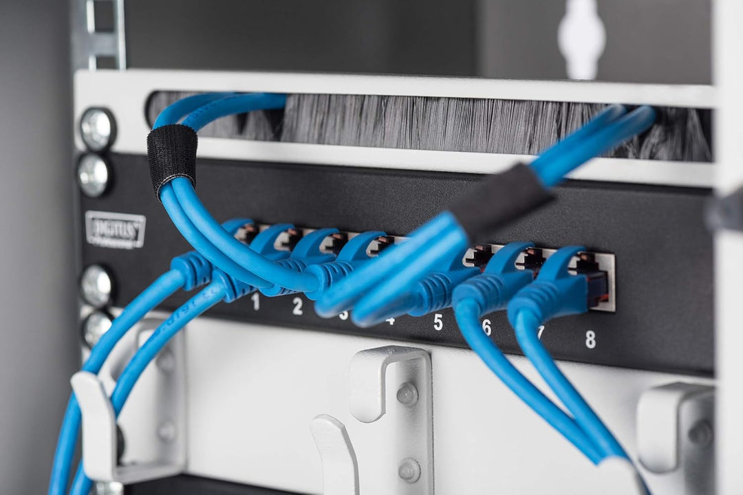 DIGITUS Cat-6 Patchpanel - 8 Ports - RJ45-Buchsen - 10-Zoll Rack-Mount 1HE - LSA Verteilerfeld - Ges