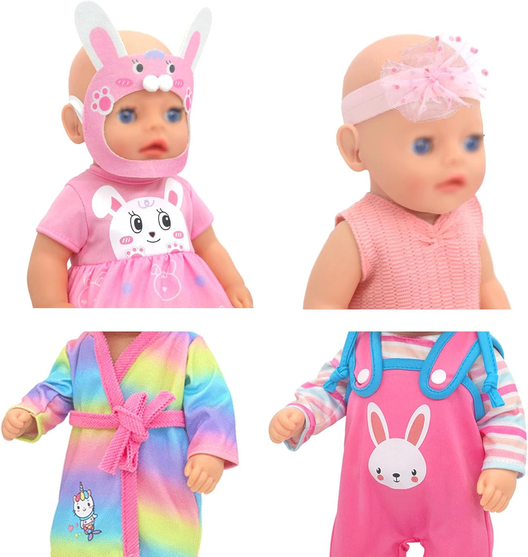 Puppenkleidung Puppenkleider Set mit Stirnband und Hut 4-Packungen für 30-36 cm Puppen (Keine Puppe)